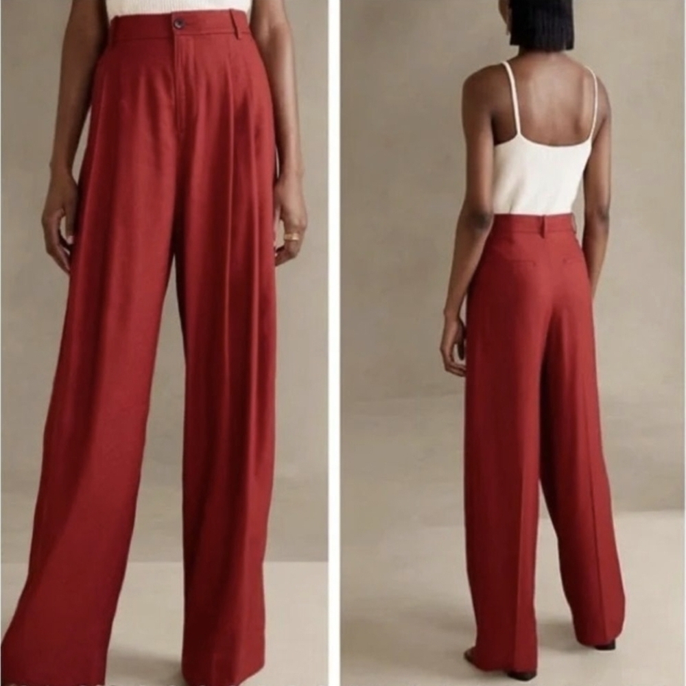 Banana Republic Elegant Red Wide-Leg Retired Style Pants NWT Size 12